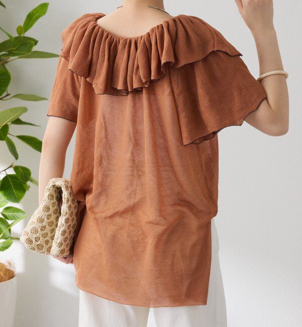  「ラッフルオフショルダーシアーニット」|ニット・セーター|