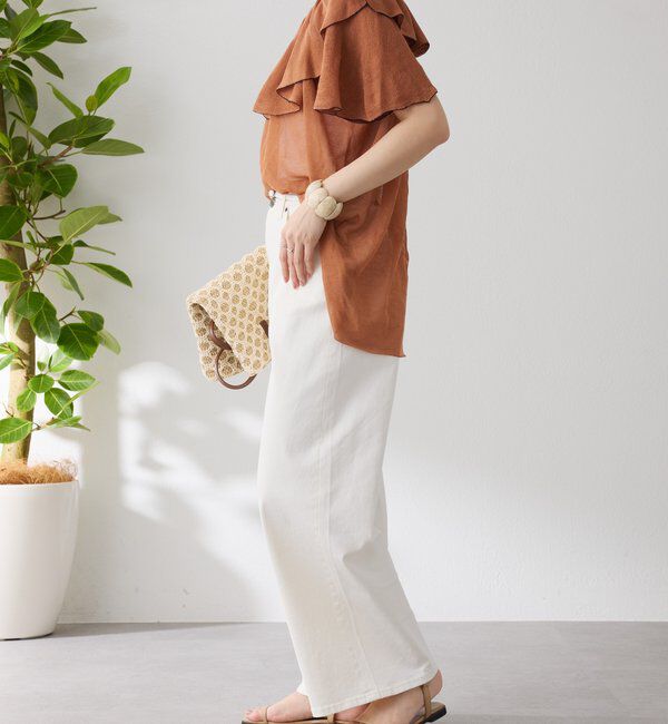  「ラッフルオフショルダーシアーニット」|ニット・セーター|