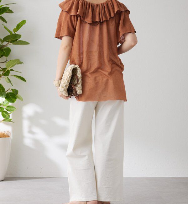  「ラッフルオフショルダーシアーニット」|ニット・セーター|