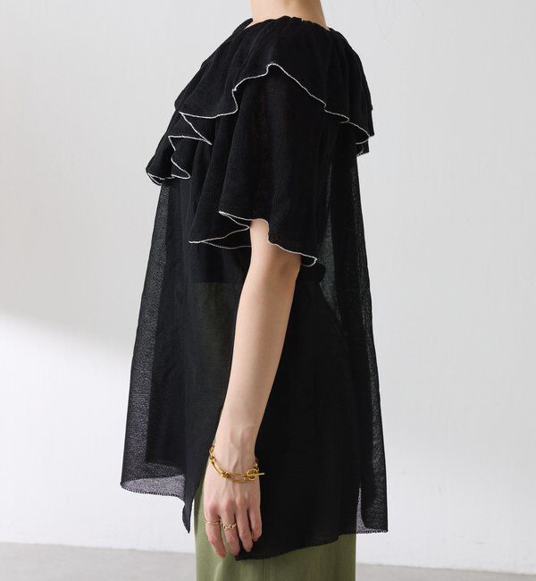  「ラッフルオフショルダーシアーニット」|ニット・セーター|