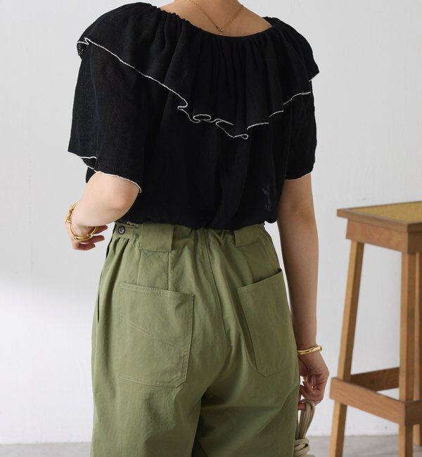  「ラッフルオフショルダーシアーニット」|ニット・セーター|