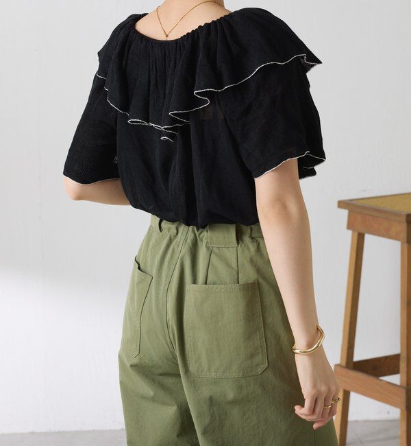  「ラッフルオフショルダーシアーニット」|ニット・セーター|