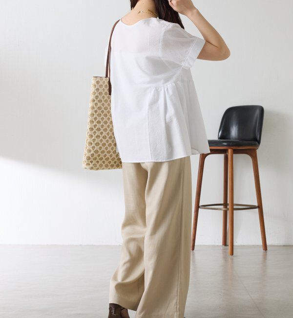  「【人気シリーズ】ゴムベルトリネンワイドパンツ」|チノ|