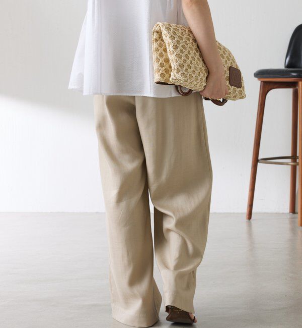  「【人気シリーズ】ゴムベルトリネンワイドパンツ」|チノ|