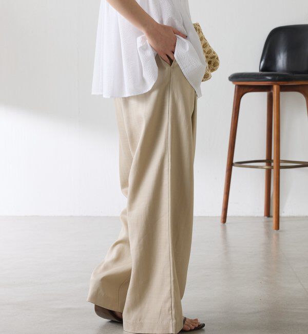  「【人気シリーズ】ゴムベルトリネンワイドパンツ」|チノ|