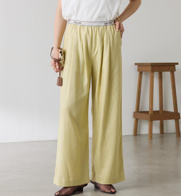  「【人気シリーズ】ゴムベルトリネンワイドパンツ」|チノ|