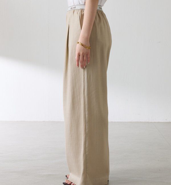  「【人気シリーズ】ゴムベルトリネンワイドパンツ」|チノ|