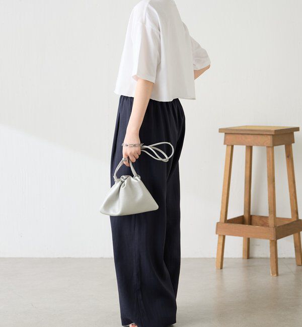  「【人気シリーズ】ゴムベルトリネンワイドパンツ」|チノ|