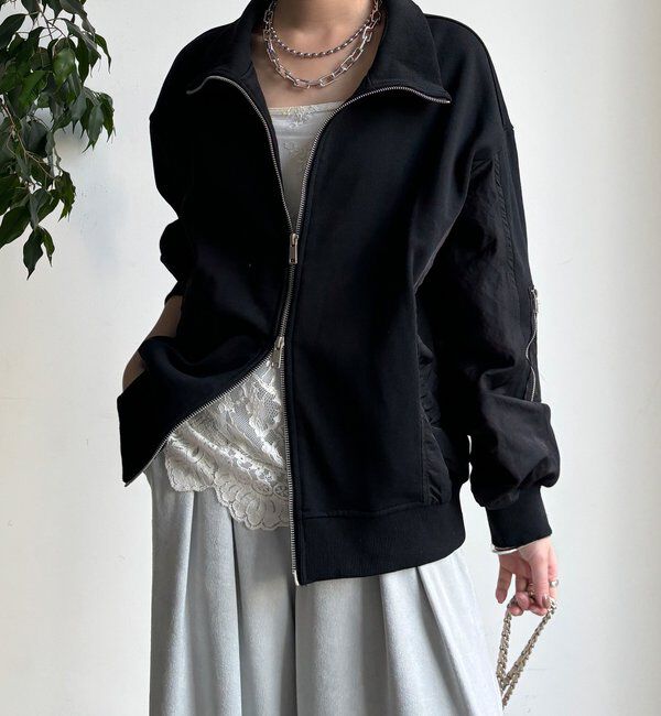  「【WEB限定】異素材切替ダブルジップブルゾン」|ブルゾン・スタジャン|