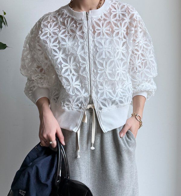  「【WEB限定】フラワーチュールジップブルゾン」|ブルゾン・スタジャン|