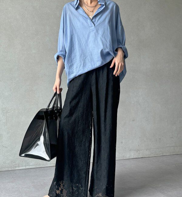  「【WEB限定】フラワーエンブロイダリーイージーパンツ」|チノ|