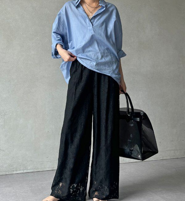  「【WEB限定】フラワーエンブロイダリーイージーパンツ」|チノ|