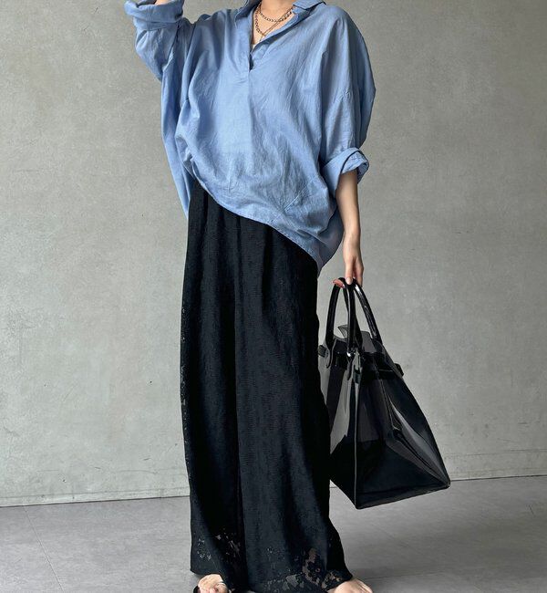  「【WEB限定】フラワーエンブロイダリーイージーパンツ」|チノ|