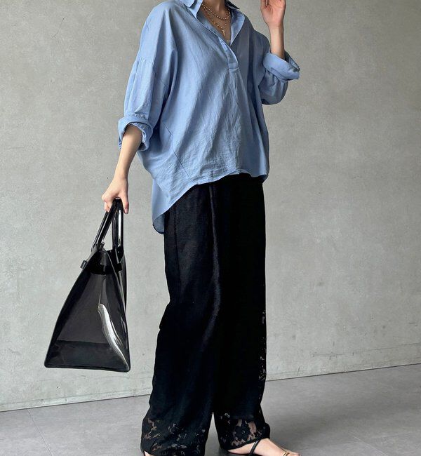  「【WEB限定】フラワーエンブロイダリーイージーパンツ」|チノ|