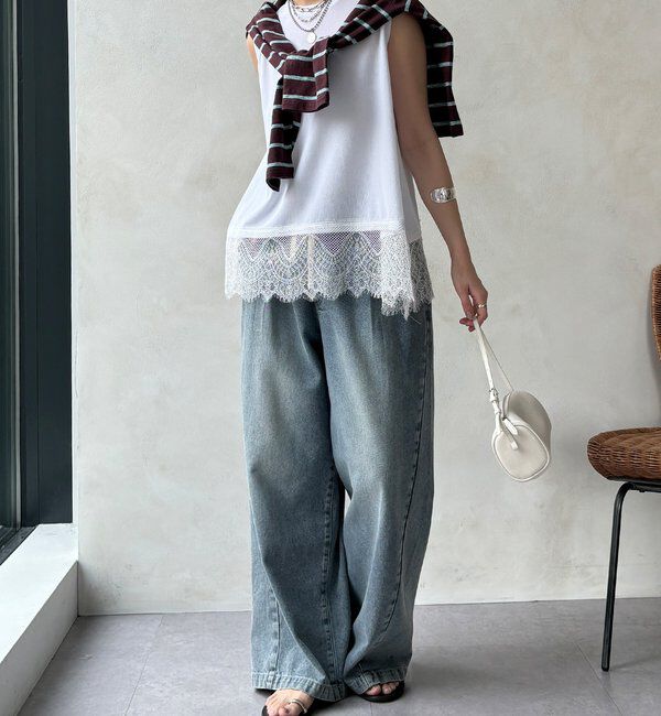  「【セットアップ可能】裾レースタンク」|Tシャツ・カットソー|