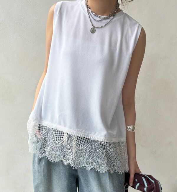  「【セットアップ可能】裾レースタンク」|Tシャツ・カットソー|