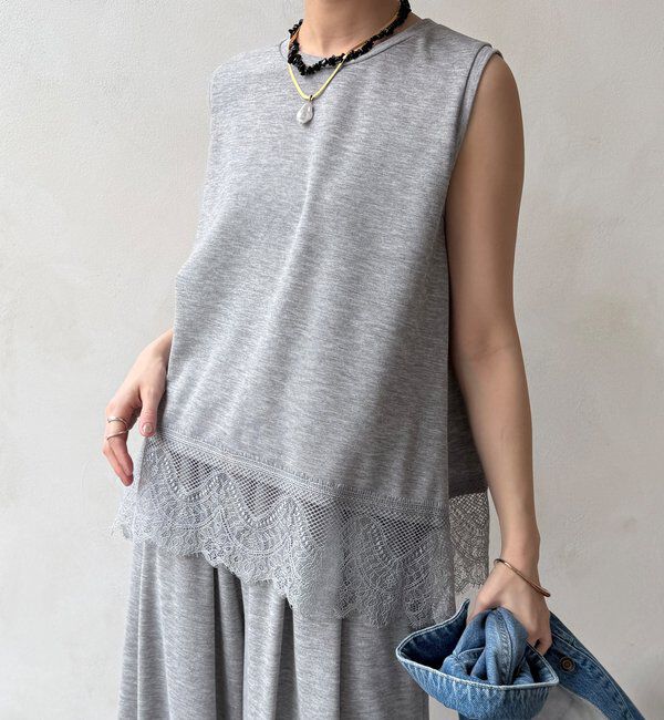  「【セットアップ可能】裾レースタンク」|Tシャツ・カットソー|