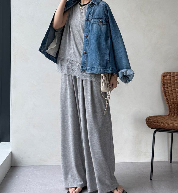  「【セットアップ可能】タックイージーワイドパンツ」|チノ|