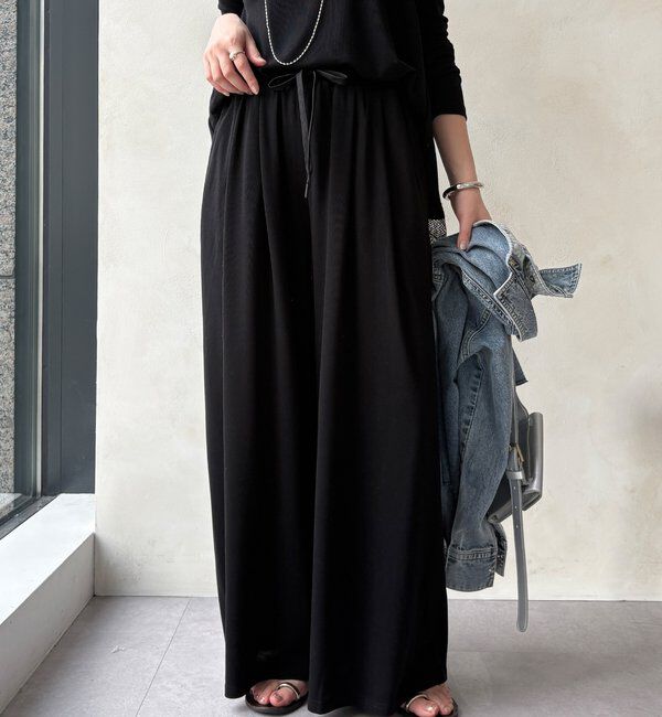  「【セットアップ可能】タックイージーワイドパンツ」|チノ|