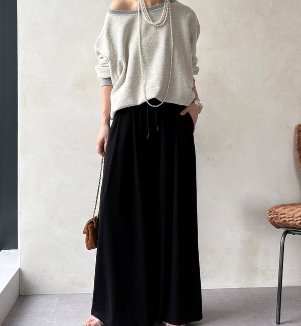  「【セットアップ可能】タックイージーワイドパンツ」|チノ|