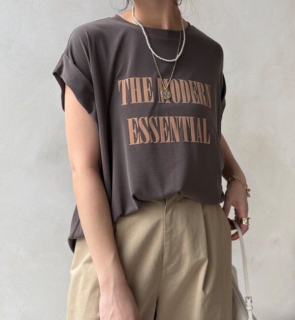  「【セットアップ可能】フロッキー肩タックプリントTEE」|Tシャツ・カットソー|モカ