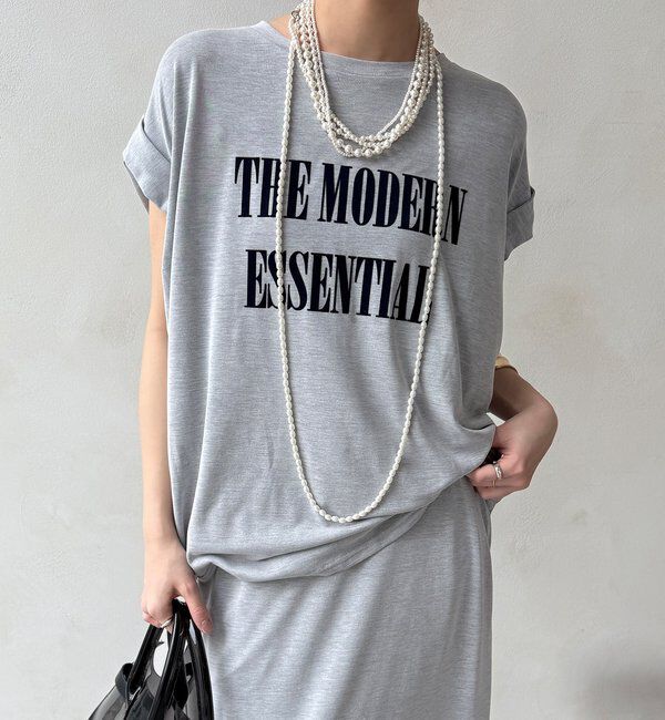  「【セットアップ可能】フロッキー肩タックプリントTEE」|Tシャツ・カットソー|ライトグレー