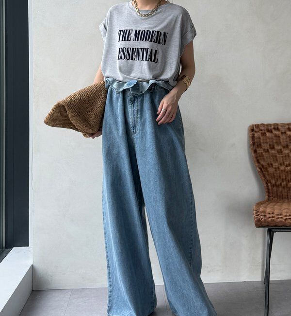  「【セットアップ可能】フロッキー肩タックプリントTEE」|Tシャツ・カットソー|