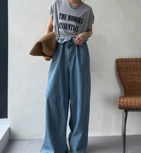  「【セットアップ可能】フロッキー肩タックプリントTEE」|Tシャツ・カットソー|