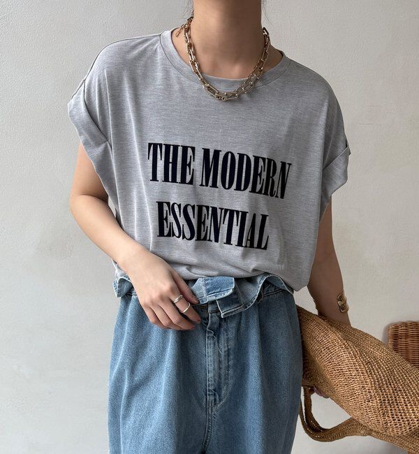  「【セットアップ可能】フロッキー肩タックプリントTEE」|Tシャツ・カットソー|