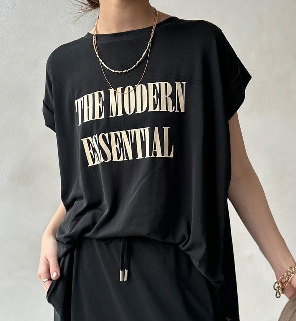  「【セットアップ可能】フロッキー肩タックプリントTEE」|Tシャツ・カットソー|ブラック