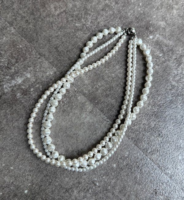  「マグネット3連パールネックレス」|ネックレス|