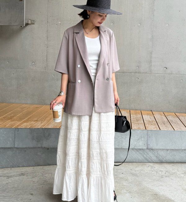  「【＠ld_hrm限定コラボ新色グレー登場】ハーフスリーブジャケット」|テーラードジャケット|