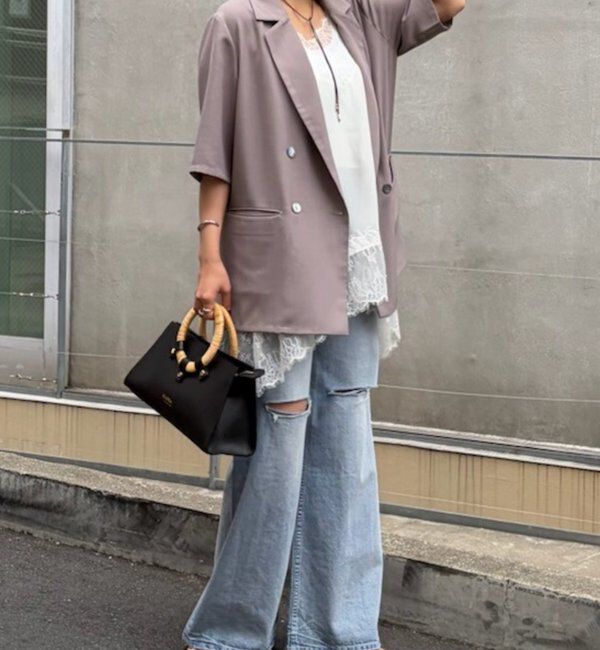  「【＠ld_hrm限定コラボ新色グレー登場】ハーフスリーブジャケット」|テーラードジャケット|