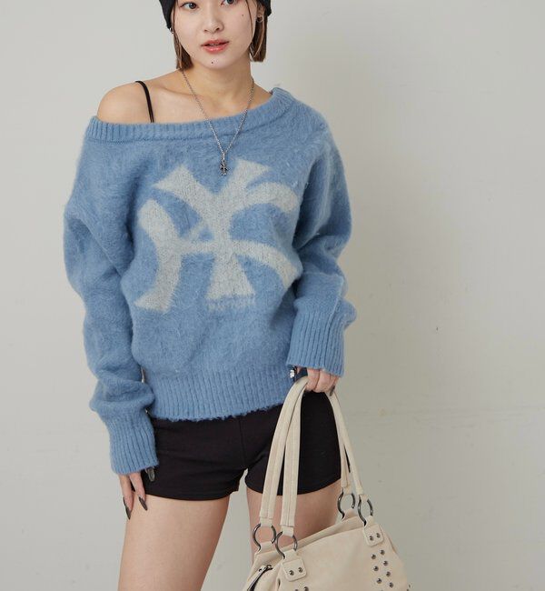  「MOHAIR-TOUCH OFF SHOULDER KNIT TOP」|ニット・セーター|