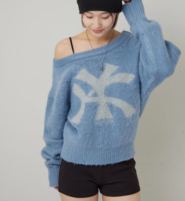  「MOHAIR-TOUCH OFF SHOULDER KNIT TOP」|ニット・セーター|