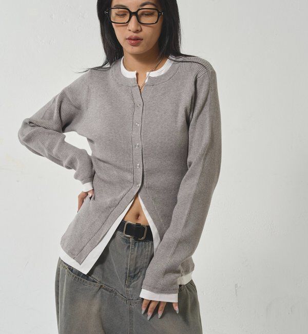  「レイヤードヘンリーナローカーデ」|ニット・セーター|