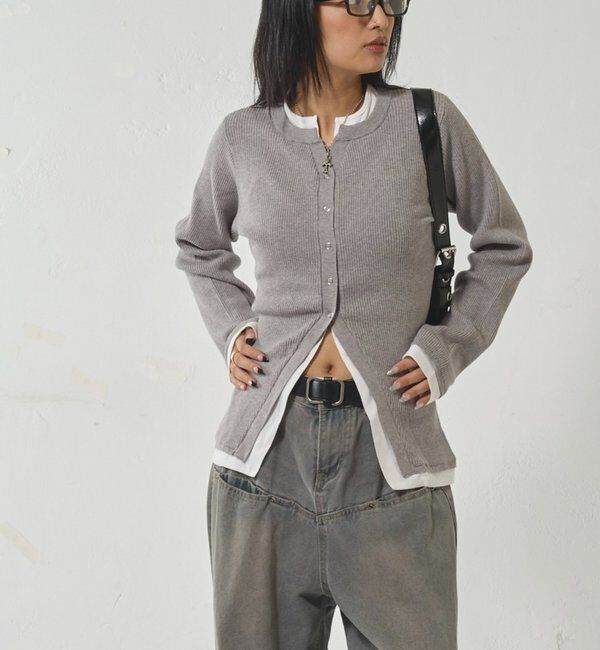  「レイヤードヘンリーナローカーデ」|ニット・セーター|