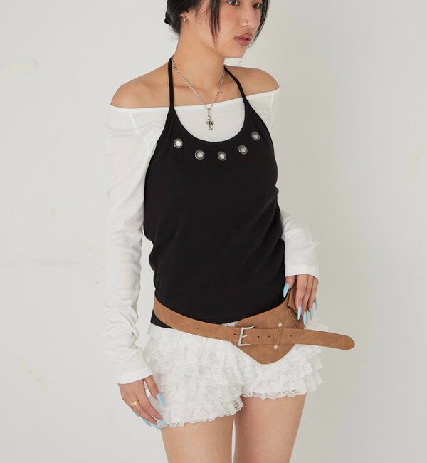  「アイレットホルターレイヤードトップス」|Tシャツ・カットソー|