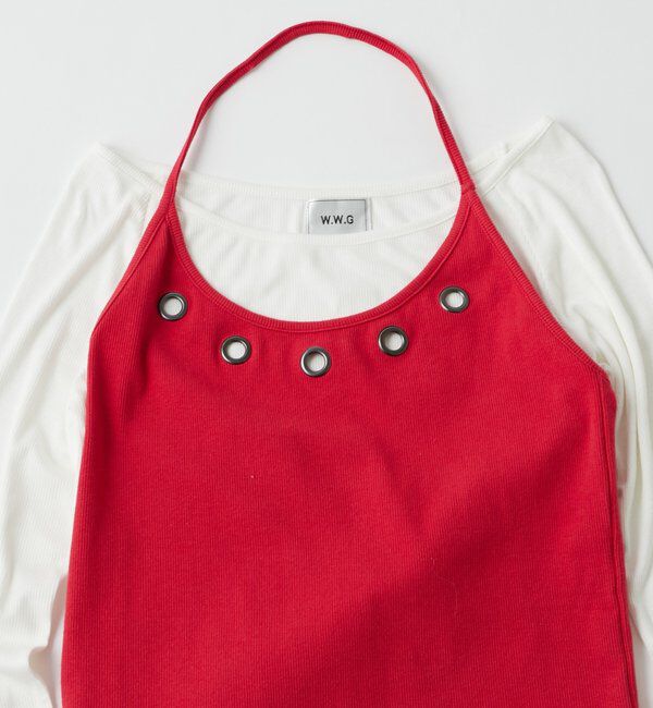  「アイレットホルターレイヤードトップス」|Tシャツ・カットソー|