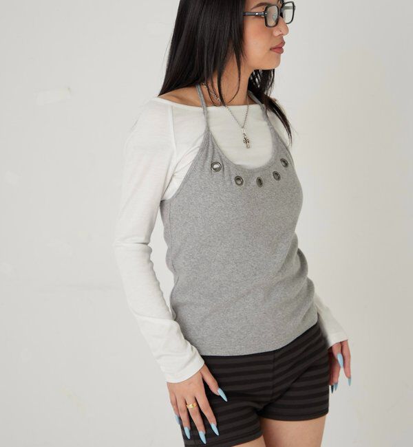  「アイレットホルターレイヤードトップス」|Tシャツ・カットソー|