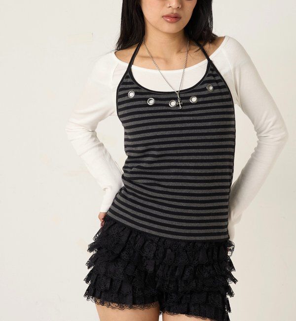  「アイレットホルターレイヤードトップス」|Tシャツ・カットソー|