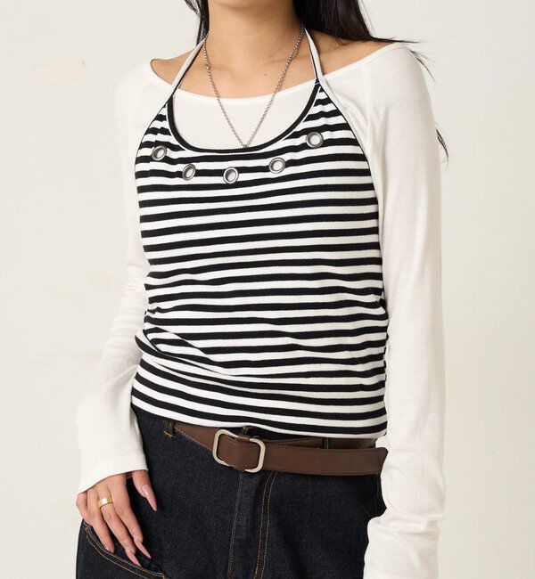  「アイレットホルターレイヤードトップス」|Tシャツ・カットソー|