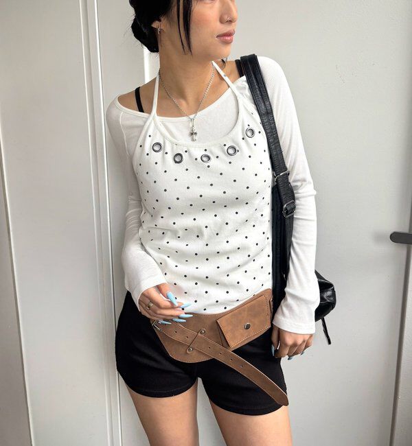  「アイレットホルターレイヤードトップス」|Tシャツ・カットソー|