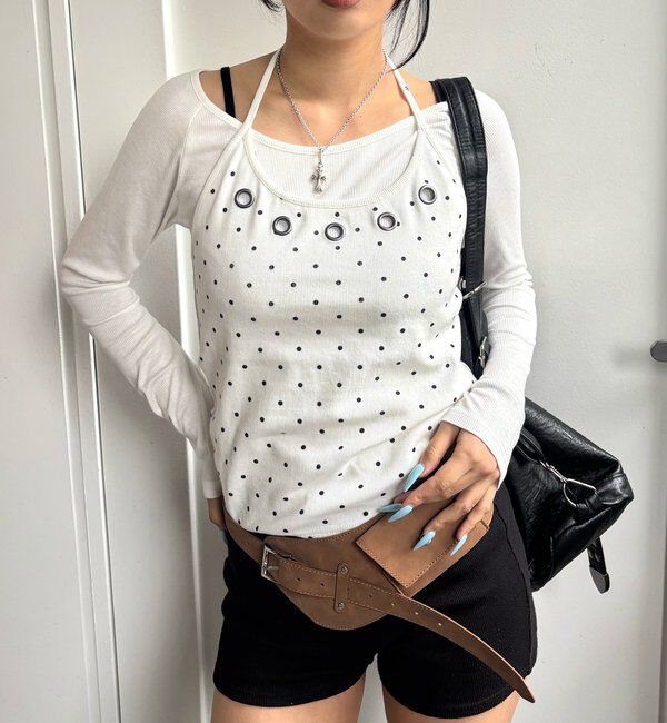  「アイレットホルターレイヤードトップス」|Tシャツ・カットソー|