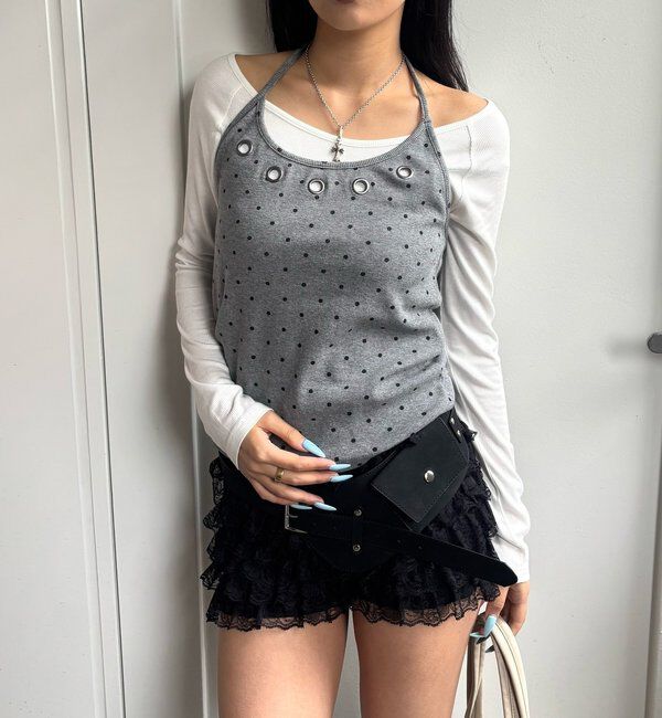  「アイレットホルターレイヤードトップス」|Tシャツ・カットソー|