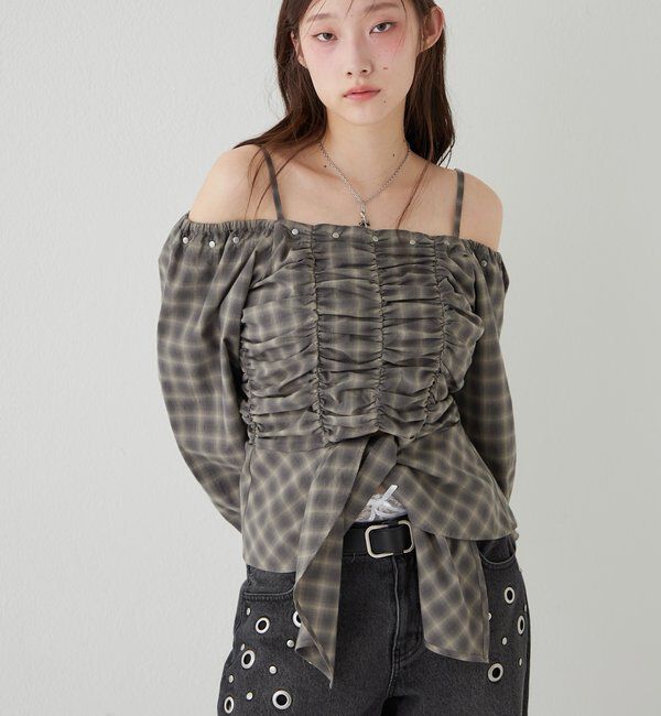  「イレヘムギャザーオフショルブラウス」|シャツ・ブラウス|