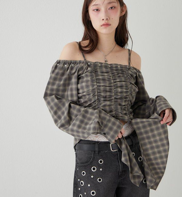  「イレヘムギャザーオフショルブラウス」|シャツ・ブラウス|