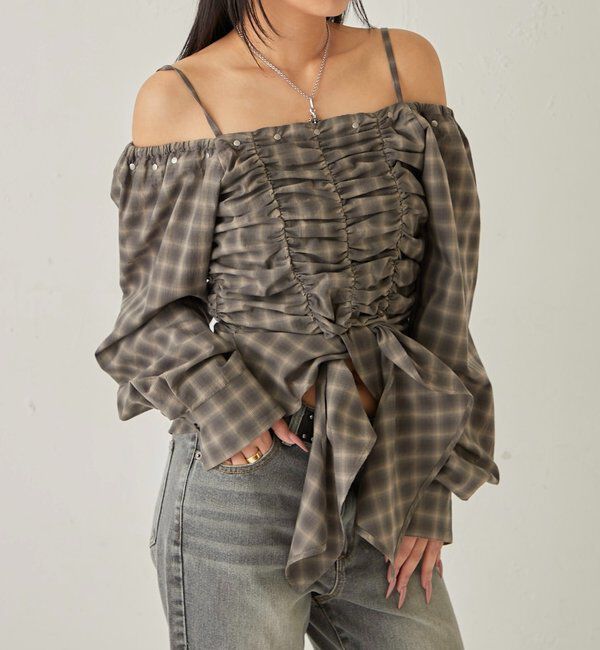  「イレヘムギャザーオフショルブラウス」|シャツ・ブラウス|