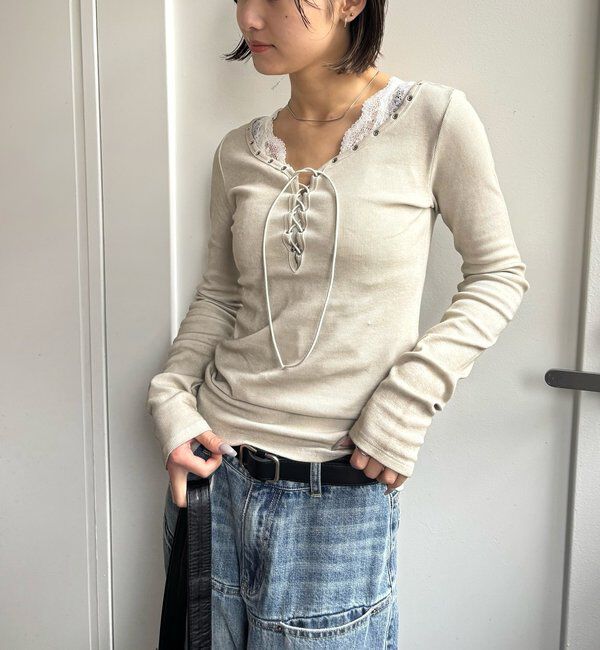  「プロセストレースアップトップス」|Tシャツ・カットソー|