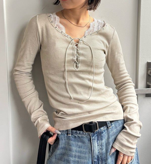  「プロセストレースアップトップス」|Tシャツ・カットソー|